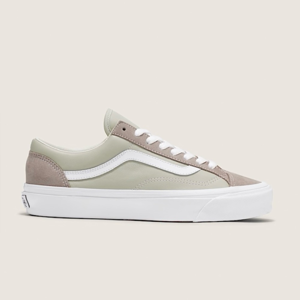 Vans Men’s Premium Old Skool 36 LX Leather Shoes Atmosphere Grey Beige Sz 4